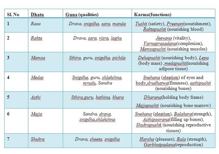 Image 1:Guna and Karma of Dhatus
